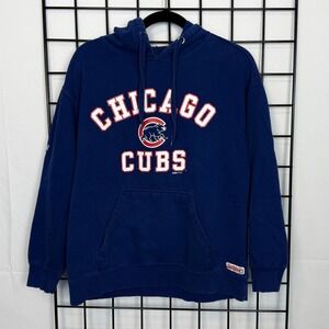 Stitches Chicago Cubs Spell Out Hoodie‎ Sweatshirt Mens Medium Blue Pullover